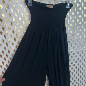 Tube top jumpsuit smocked flowy black Miss Tina size 4